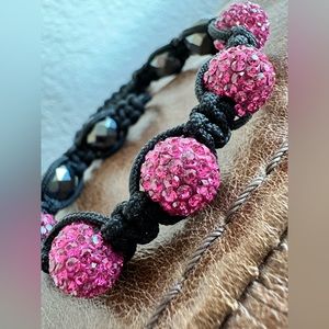 Pink and black bead bracelet